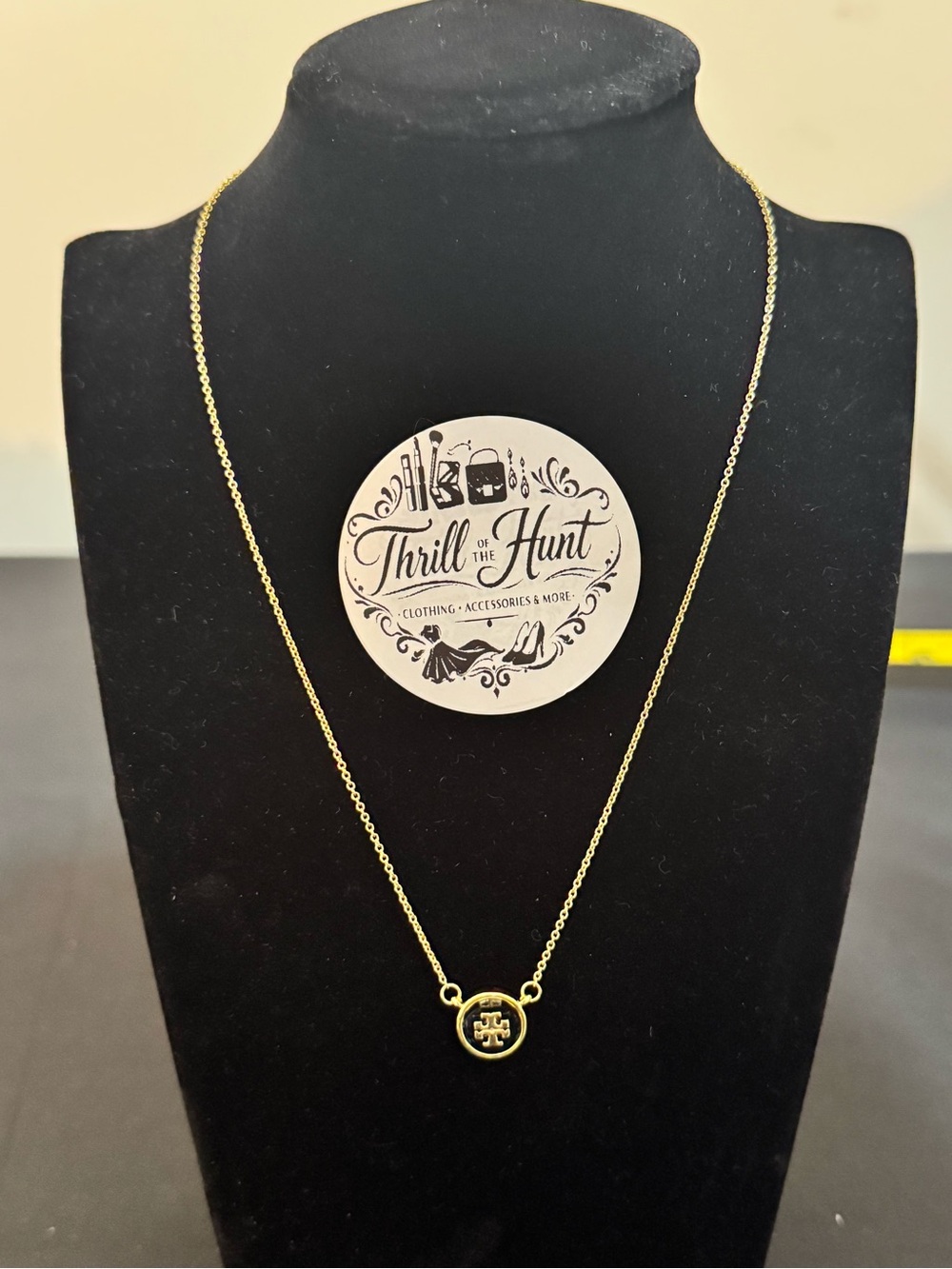 Tory Burch Gold Logo Medallion Necklace 16”